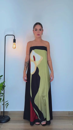 Vestido Longo Floral Calla Lily