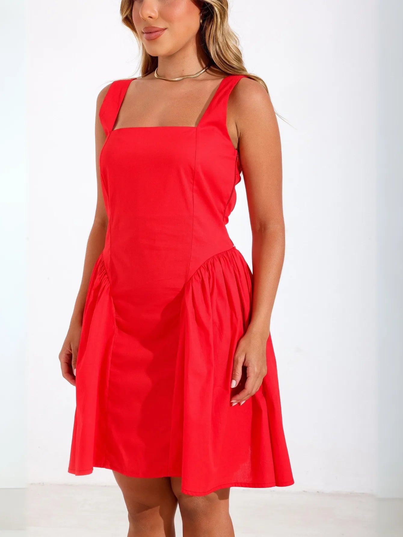 Vestido Curto em Tricoline com Elastano